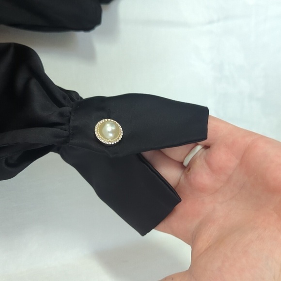 Marc New York Black Puff Long Sleeve Wrap Bodysuit Size Extra Large - Picture 3 of 8